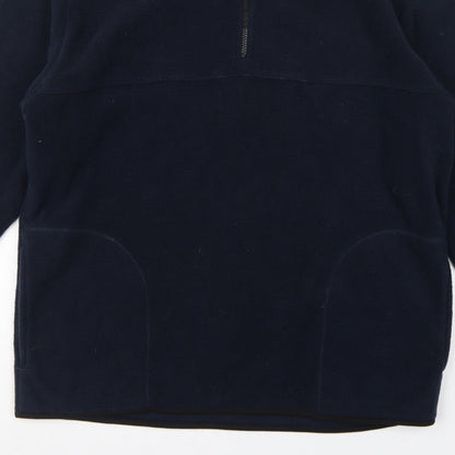 George Men Blue L 1/4 Zip Fleece Sweatshirt High Neck Pockets