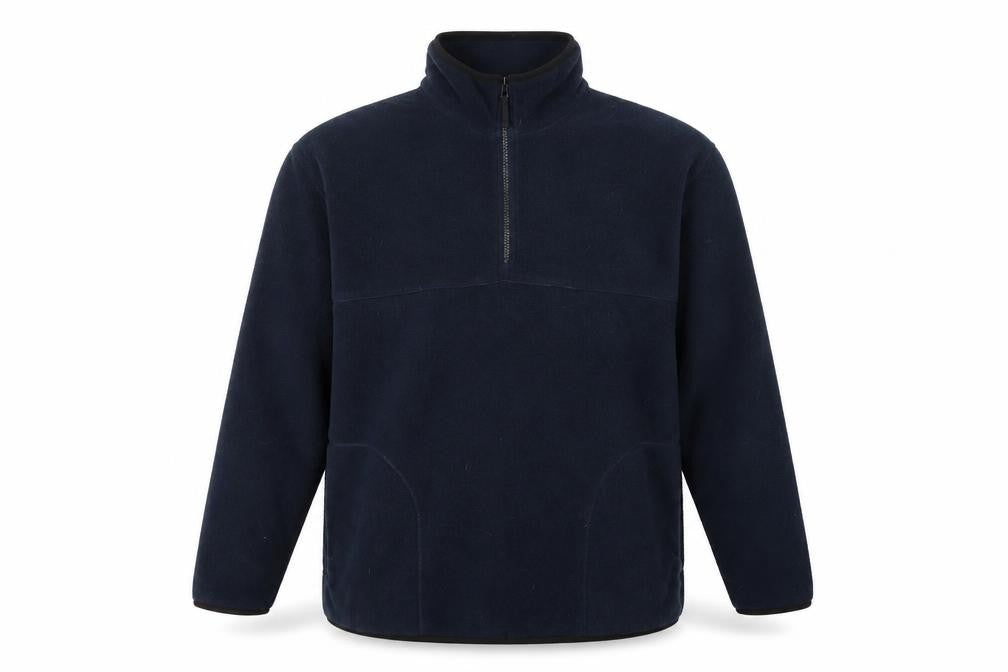 George Men Blue L 1/4 Zip Fleece Sweatshirt High Neck Pockets