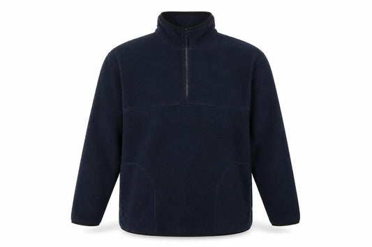 George Men Blue L 1/4 Zip Fleece Sweatshirt High Neck Pockets