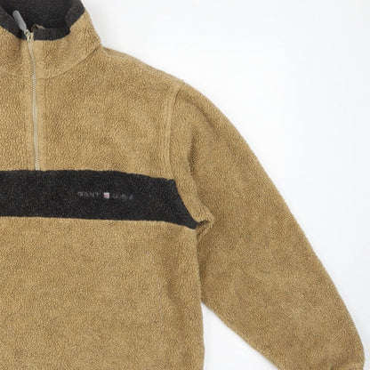 GANT Sport Men’s Beige M 1/4 Zip Fleece Pullover Sweatshirt Logo