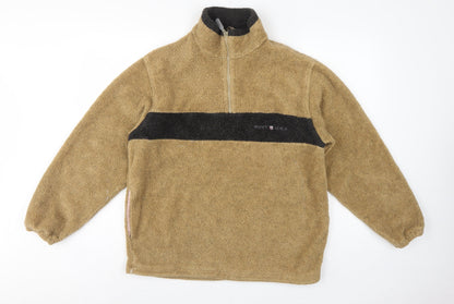 GANT Sport Men’s Beige M 1/4 Zip Fleece Pullover Sweatshirt Logo