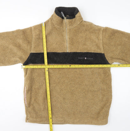 GANT Sport Men’s Beige M 1/4 Zip Fleece Pullover Sweatshirt Logo