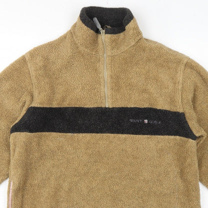 GANT Sport Men’s Beige M 1/4 Zip Fleece Pullover Sweatshirt Logo