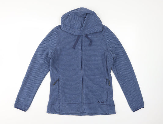 Peter Storm Women Blue Striped Hooded Fleece Jacket Size 12 Full Zip