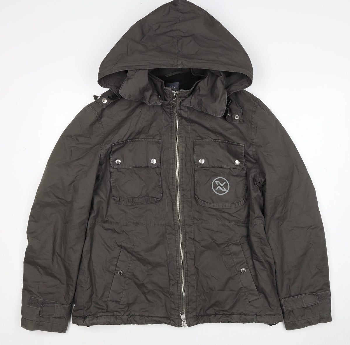 Armani Exchange Men’s Black L Hooded Padded Full Zip Jacket