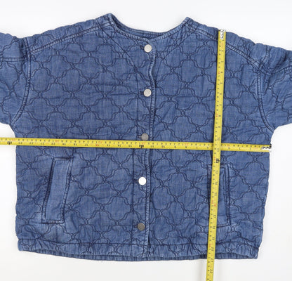 Per Una Women’s Blue Size 14 Quilted Cotton Collarless Jacket
