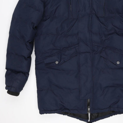 Soul Star Unisex Navy L Padded Faux Fur Hood Parka Jacket