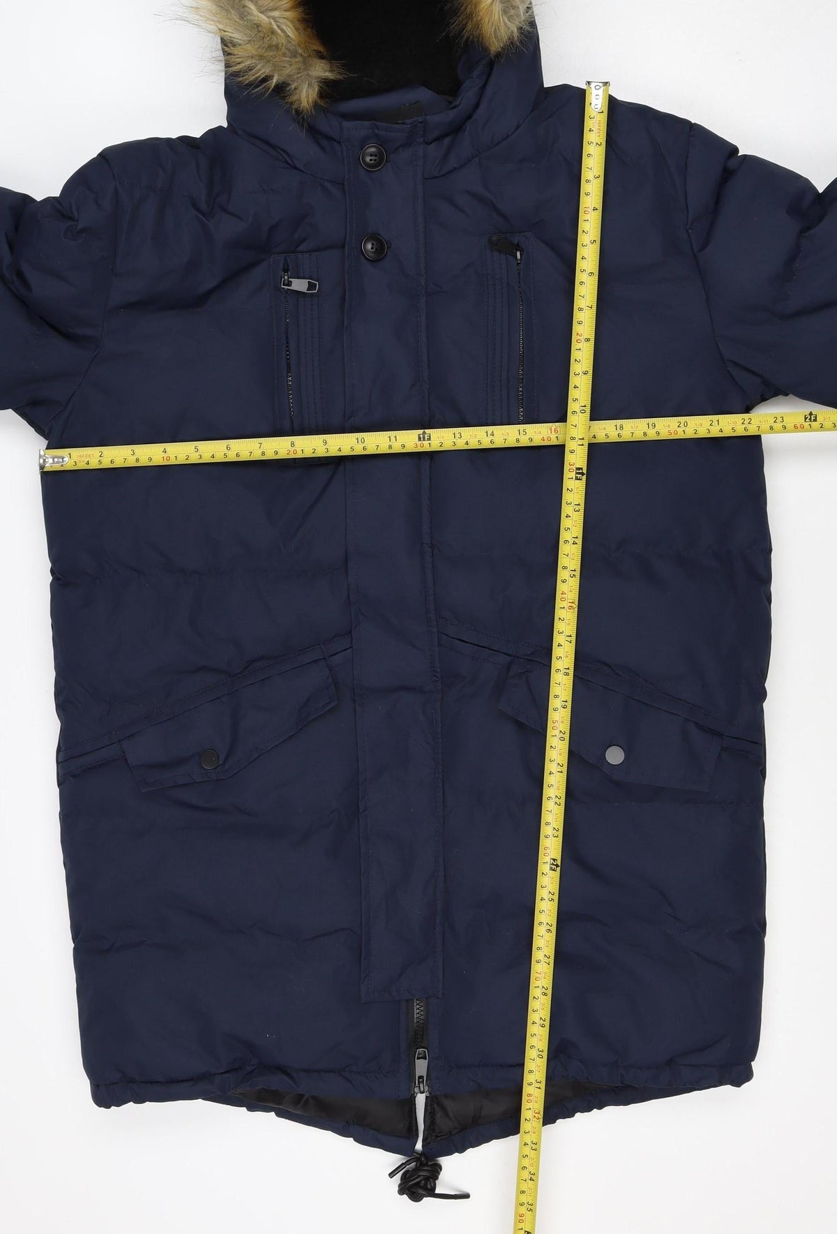 Soul Star Unisex Navy L Padded Faux Fur Hood Parka Jacket