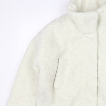 Billabong Women Ivory Size 8 Hooded Sherpa Fleece Jacket