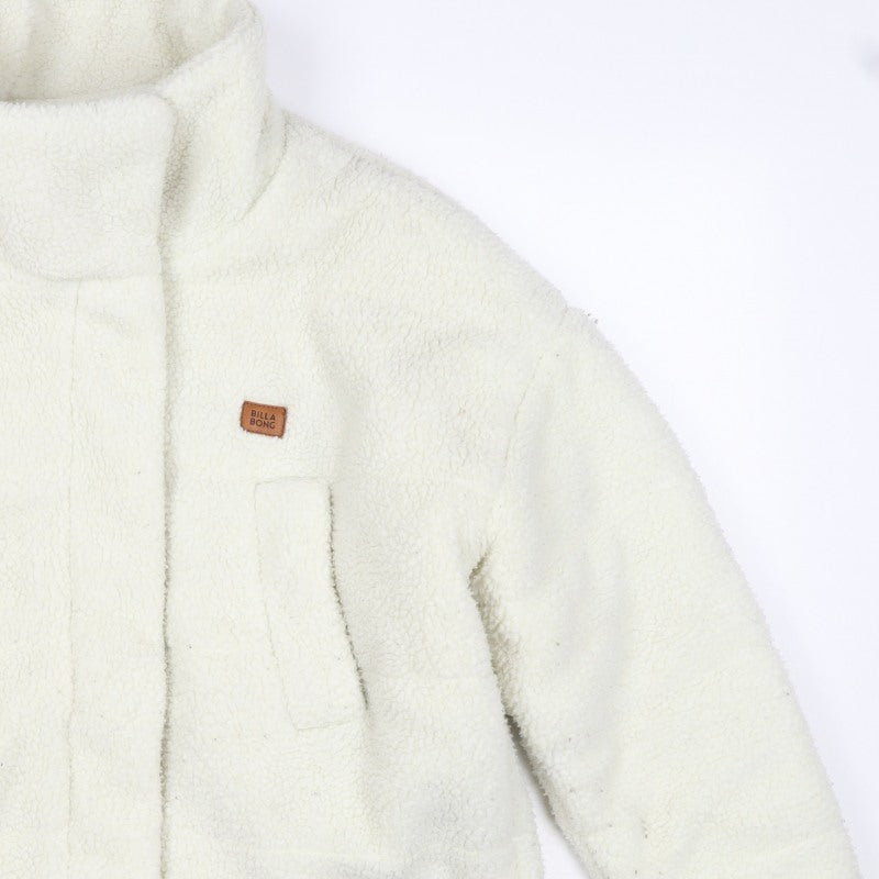 Billabong Women Ivory Size 8 Hooded Sherpa Fleece Jacket