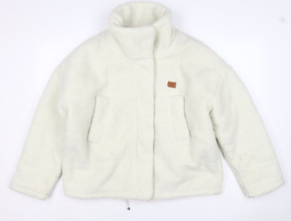 Billabong Women Ivory Size 8 Hooded Sherpa Fleece Jacket