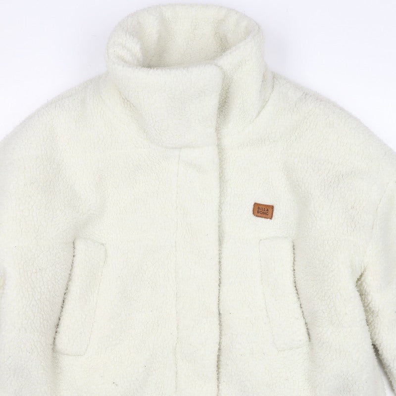 Billabong Women Ivory Size 8 Hooded Sherpa Fleece Jacket