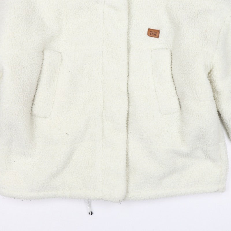 Billabong Women Ivory Size 8 Hooded Sherpa Fleece Jacket