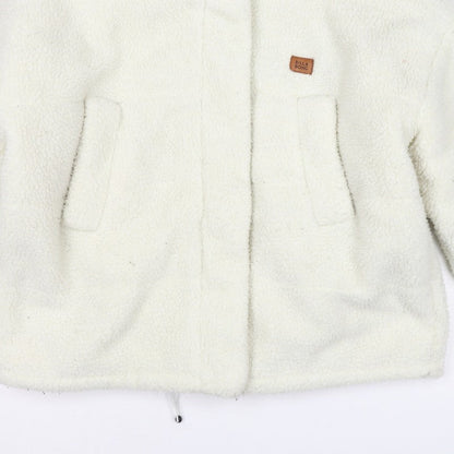 Billabong Women Ivory Size 8 Hooded Sherpa Fleece Jacket