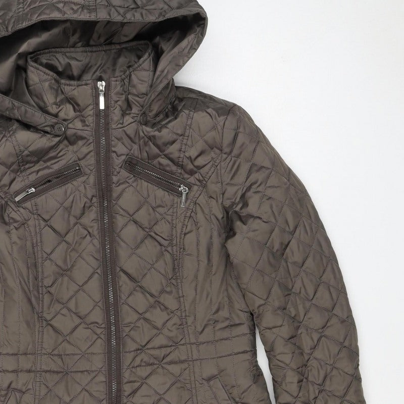 Laundry by Design Women’s Brown S Long Quilted Hooded Puffer Jacket