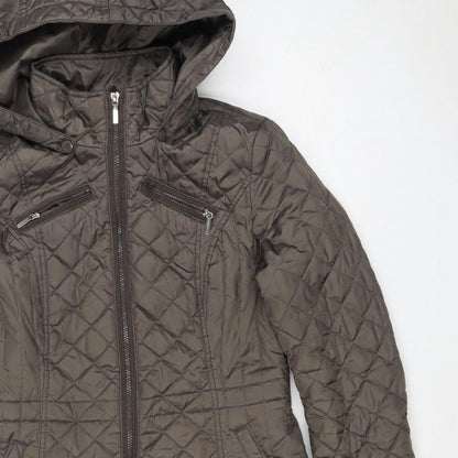 Laundry by Design Women’s Brown S Long Quilted Hooded Puffer Jacket