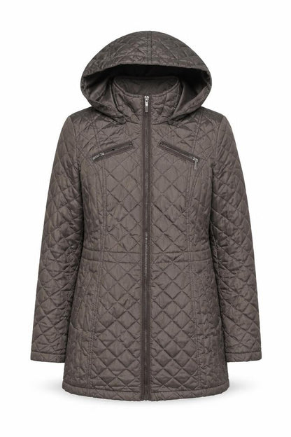 Laundry by Design Women’s Brown S Long Quilted Hooded Puffer Jacket
