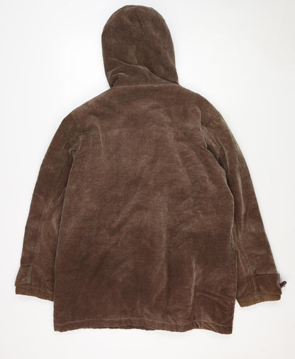 Cotton Traders Women’s Brown M Hooded Corduroy Toggle Duffle Coat