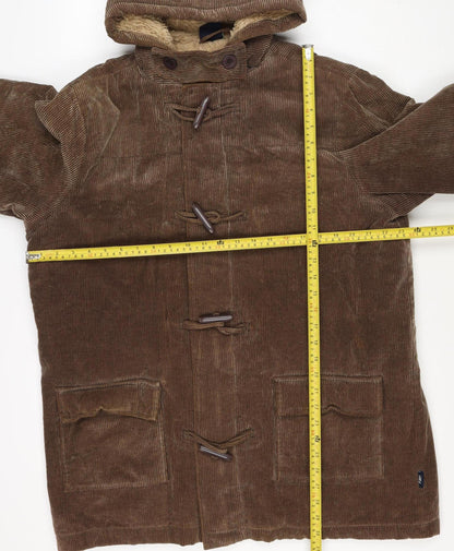 Cotton Traders Women’s Brown M Hooded Corduroy Toggle Duffle Coat