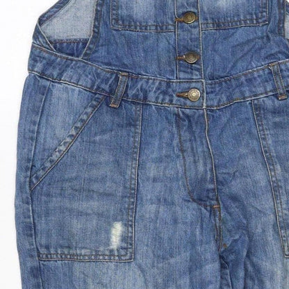 Groane Women Blue Size 12 Distressed Denim Dungarees Straight Leg