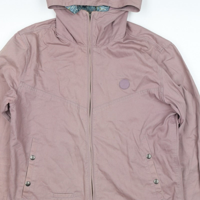 Voodoo Women’s Pink Hooded Cotton Jacket Size S Full Zip Paisley Lining