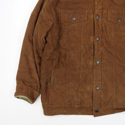 Outdoor Jacket Mens Brown Corduroy Sherpa Collar Button Jacket L