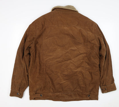 Outdoor Jacket Mens Brown Corduroy Sherpa Collar Button Jacket L