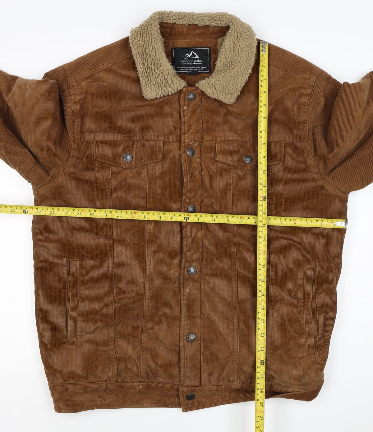 Outdoor Jacket Mens Brown Corduroy Sherpa Collar Button Jacket L