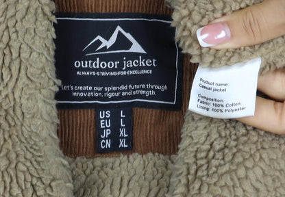 Outdoor Jacket Mens Brown Corduroy Sherpa Collar Button Jacket L