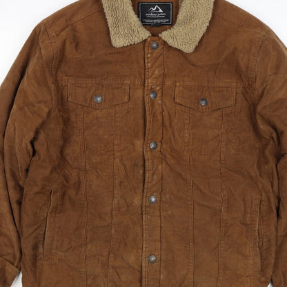 Outdoor Jacket Mens Brown Corduroy Sherpa Collar Button Jacket L