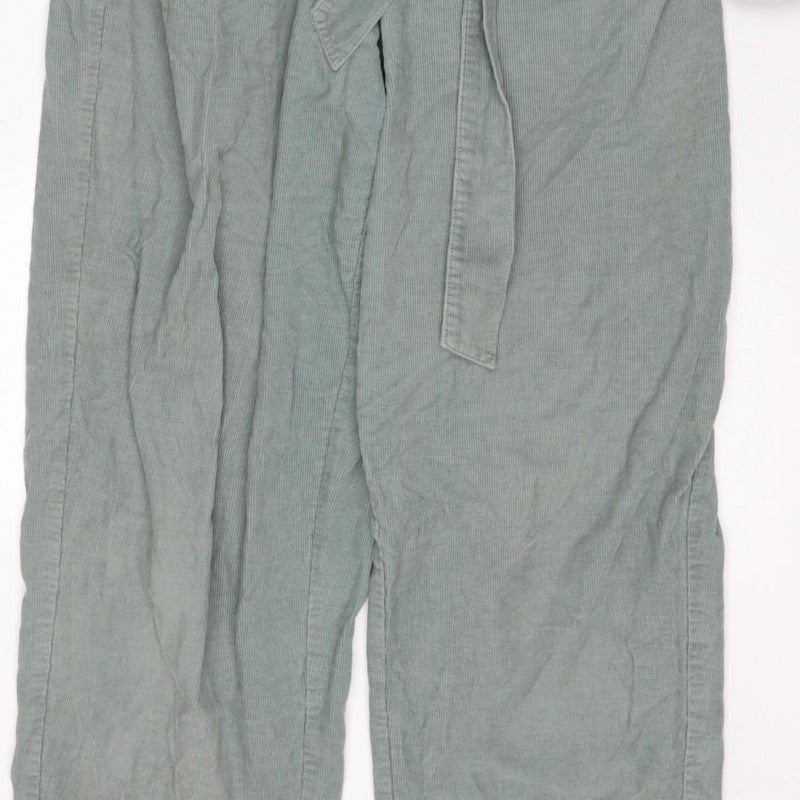 Oliver Bonas Women Green UK 14 Corduroy Belted Zip Jumpsuit