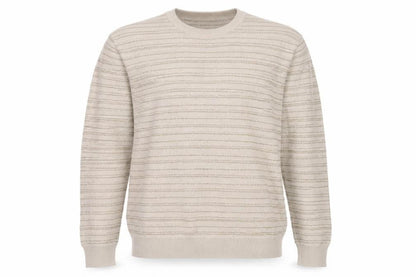 Marks & Spencer Men Beige L Striped Italian Yarn Cotton Pullover Jumper