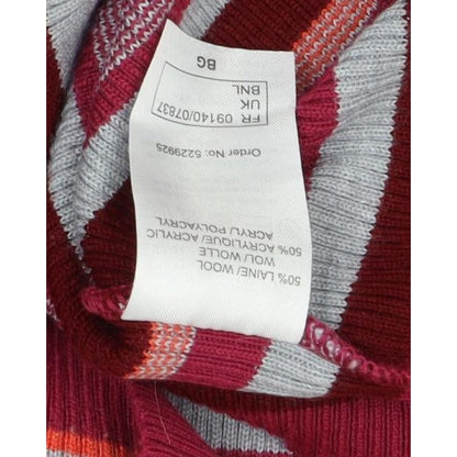 Damart Women Red Striped High Neck Wool Blend Knit Jumper UK 14