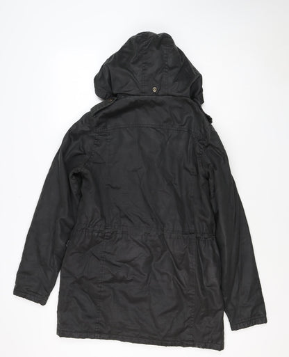 Fat Face Women’s Black UK 10 Hooded Parka Coat Sherpa Lined