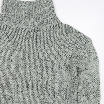 Topshop Women Grey M Chunky Knit Roll Neck Raglan Jumper