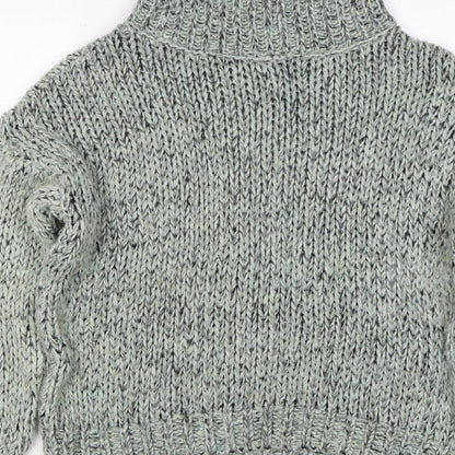 Topshop Women Grey M Chunky Knit Roll Neck Raglan Jumper