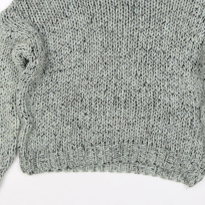 Topshop Women Grey M Chunky Knit Roll Neck Raglan Jumper
