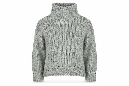 Topshop Women Grey M Chunky Knit Roll Neck Raglan Jumper
