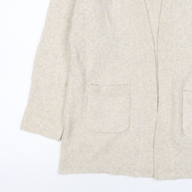 Anyday Women Beige XS Open Knit V-Neck Pocket Cardigan