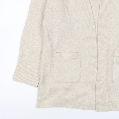 Anyday Women Beige XS Open Knit V-Neck Pocket Cardigan
