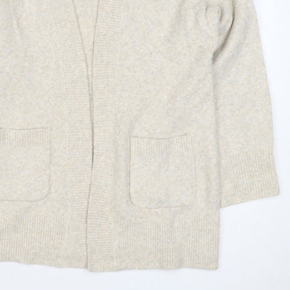 Anyday Women Beige XS Open Knit V-Neck Pocket Cardigan