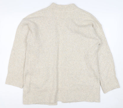 Anyday Women Beige XS Open Knit V-Neck Pocket Cardigan