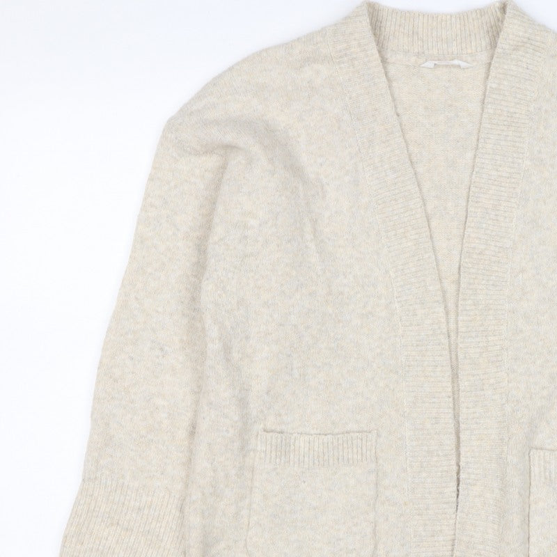 Anyday Women Beige XS Open Knit V-Neck Pocket Cardigan