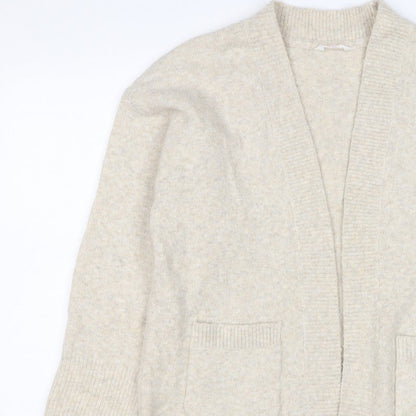 Anyday Women Beige XS Open Knit V-Neck Pocket Cardigan