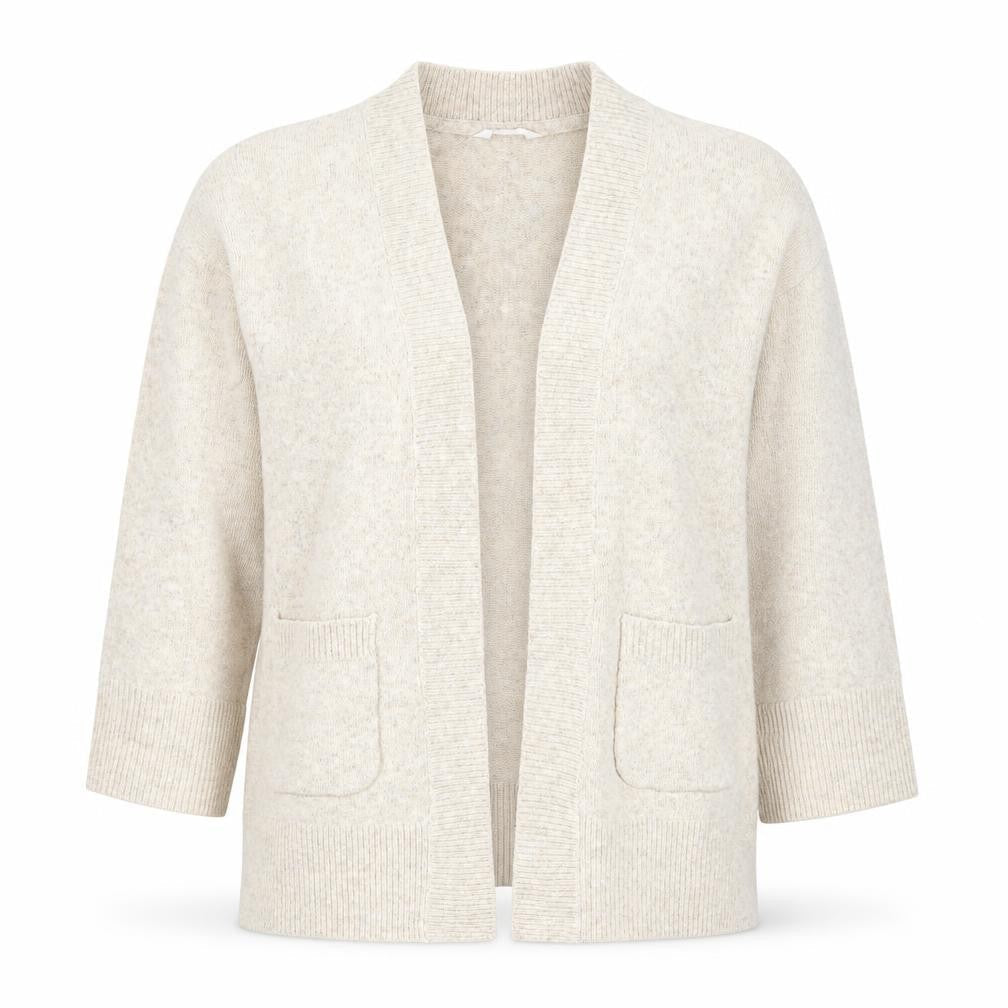 Anyday Women Beige XS Open Knit V-Neck Pocket Cardigan