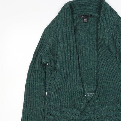 Southern Lady Women’s Green L Open Cable Knit Cardigan Long Sleeve