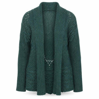 Southern Lady Women’s Green L Open Cable Knit Cardigan Long Sleeve
