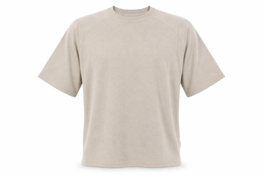 Front view of Redefined Rebel unisex adults beige xl basic cotton raglan t-shirt