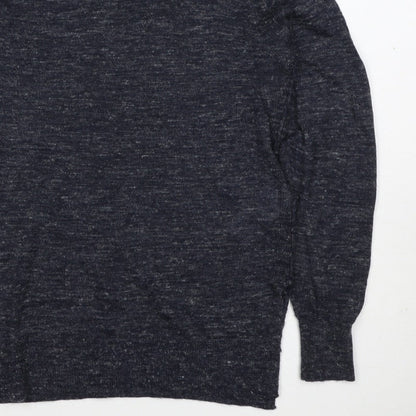 Whistles Women Black UK 12 Linen Blend Crew Neck Raglan Jumper