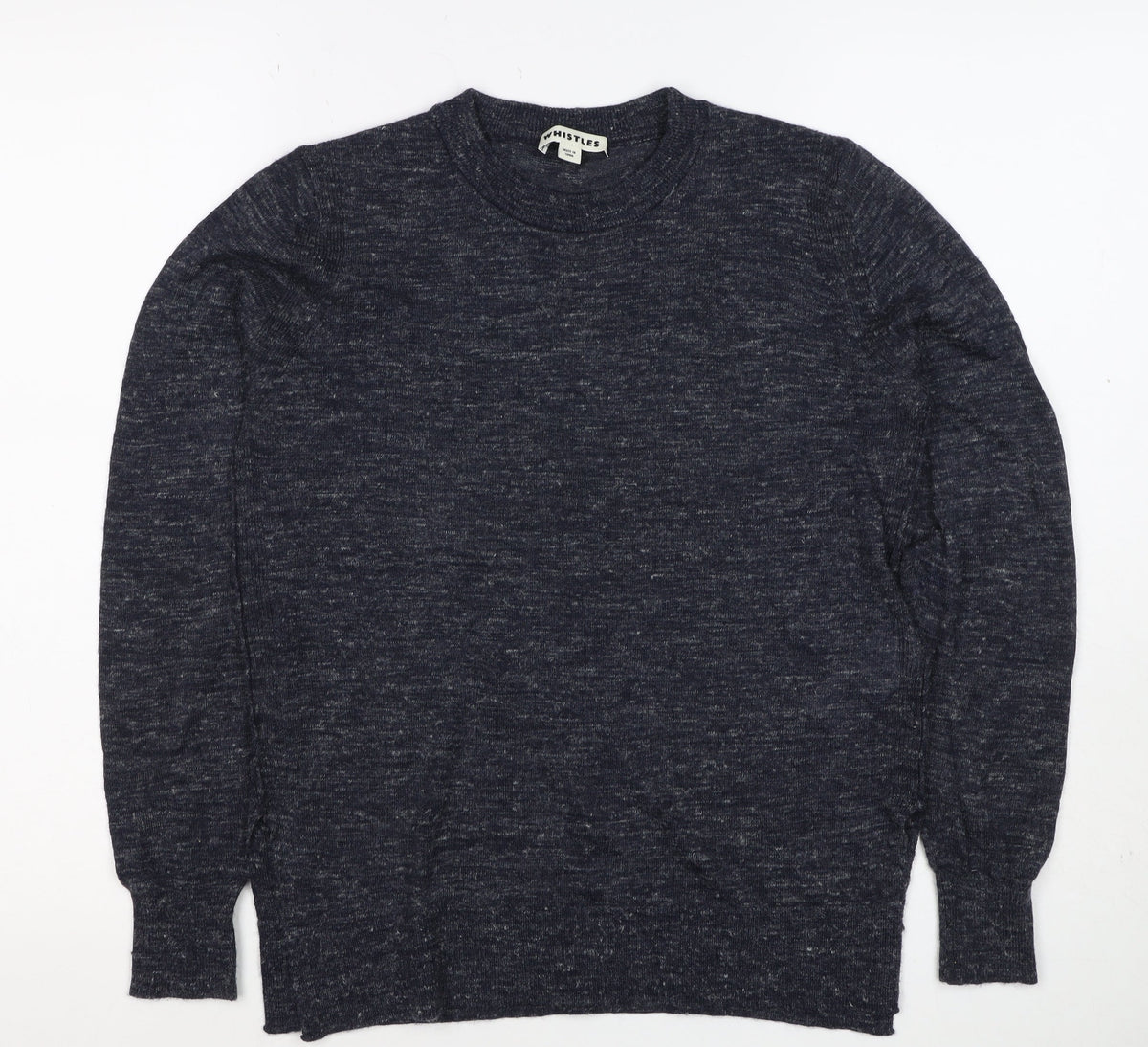 Whistles Women Black UK 12 Linen Blend Crew Neck Raglan Jumper